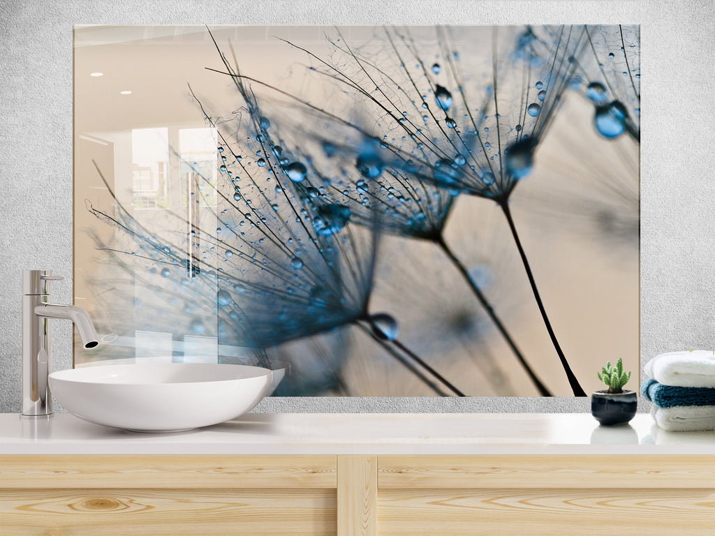 Botanical Floral Tempered Glass Backsplash-BacksplashArtworks