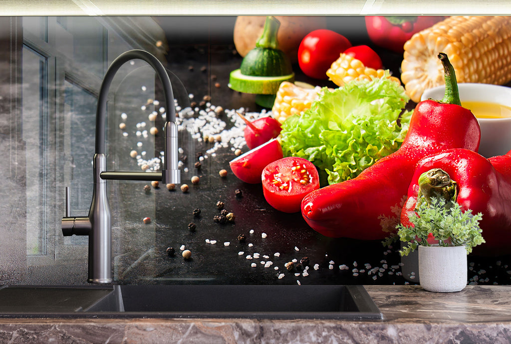 Farm Fresh Vegetable - Glass Kitchen Backsplash-BacksplashArtworks