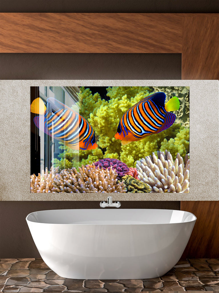 Vibrant Ocean Life Glass Kitchen Backsplash – Tropical Fish & Coral Design-BacksplashArtworks
