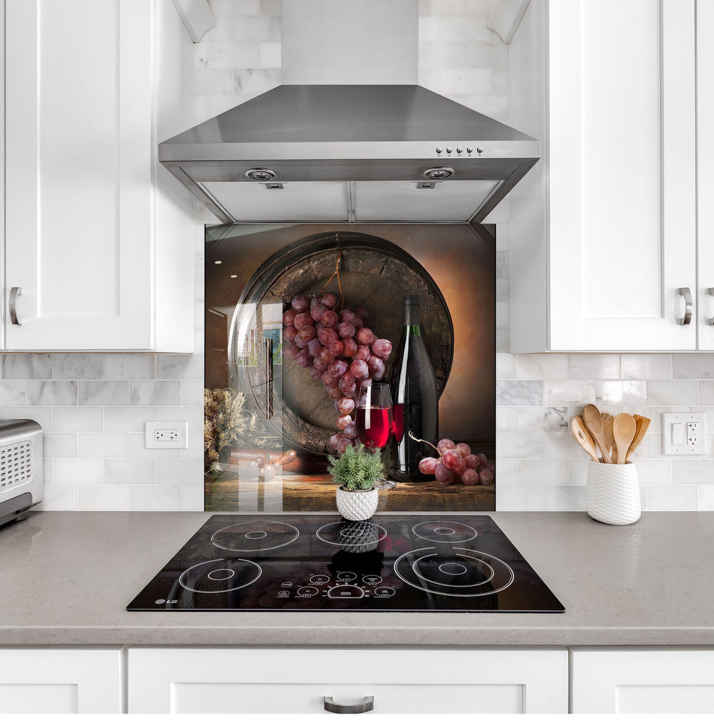 Red Wine Glass Kitchen Backsplash – Sophisticated Tasting-BacksplashArtworks