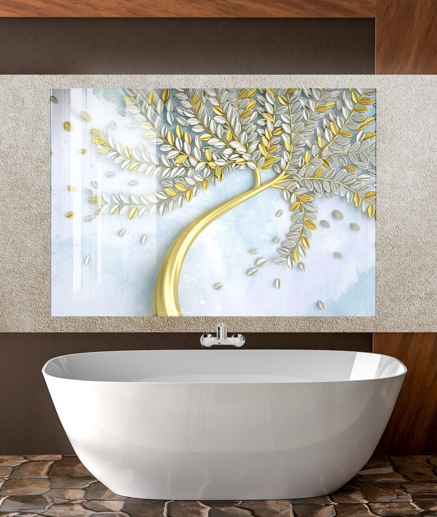 Botanical Floral Tempered Glass Backsplash-BacksplashArtworks
