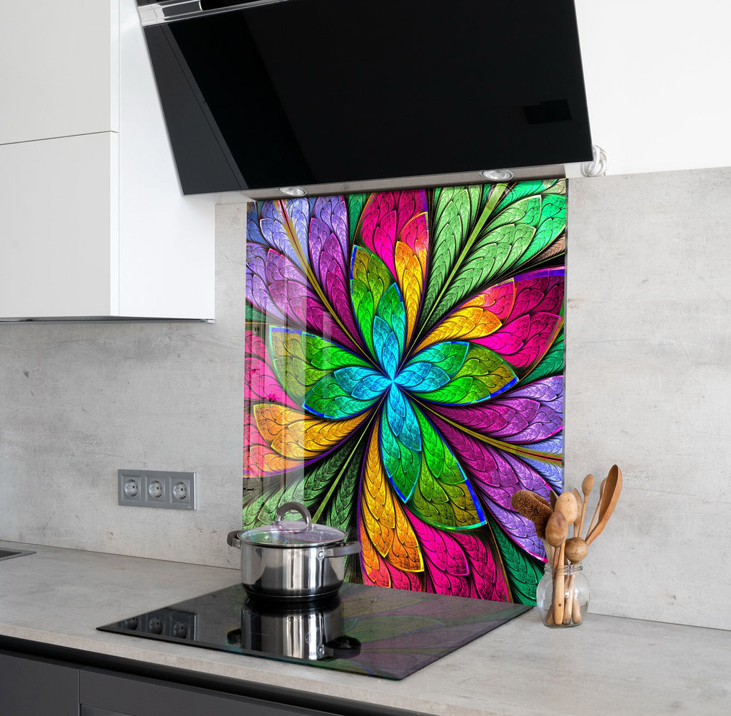 Multicolor Stained Glass Design - Glass Kitchen Backsplash-BacksplashArtworks