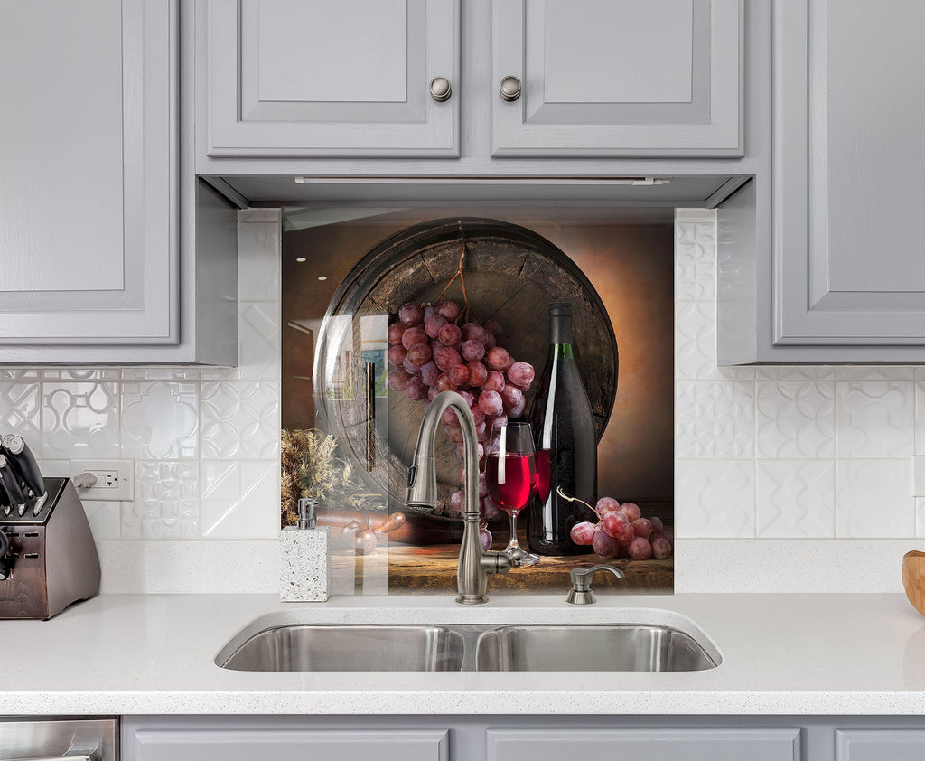 Red Wine Glass Kitchen Backsplash – Sophisticated Tasting-BacksplashArtworks