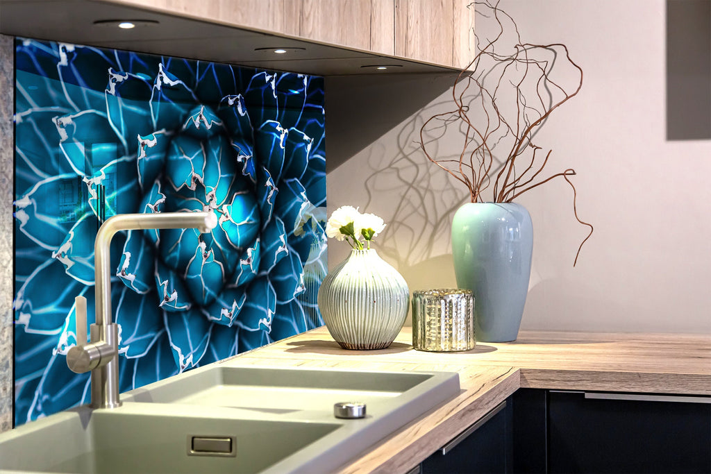 Botanical Floral Tempered Glass Backsplash-BacksplashArtworks