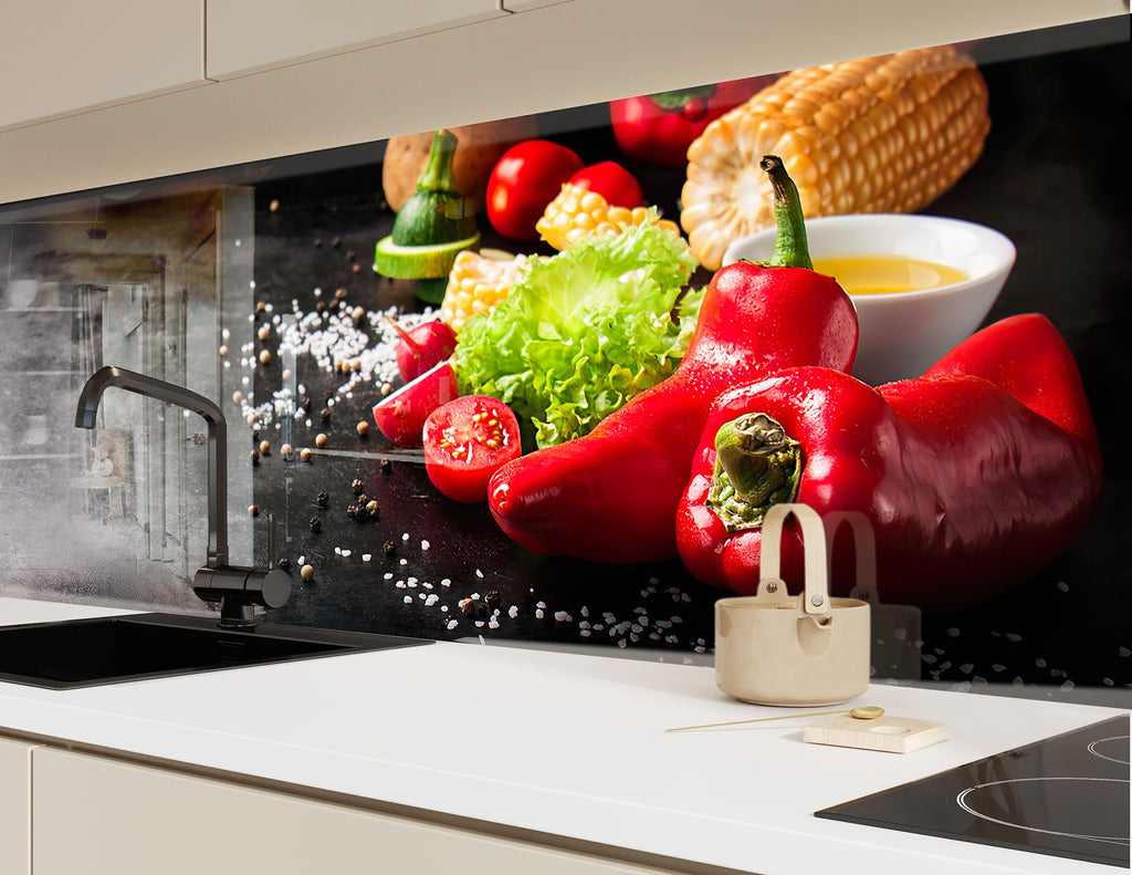 Farm Fresh Vegetable - Glass Kitchen Backsplash-BacksplashArtworks