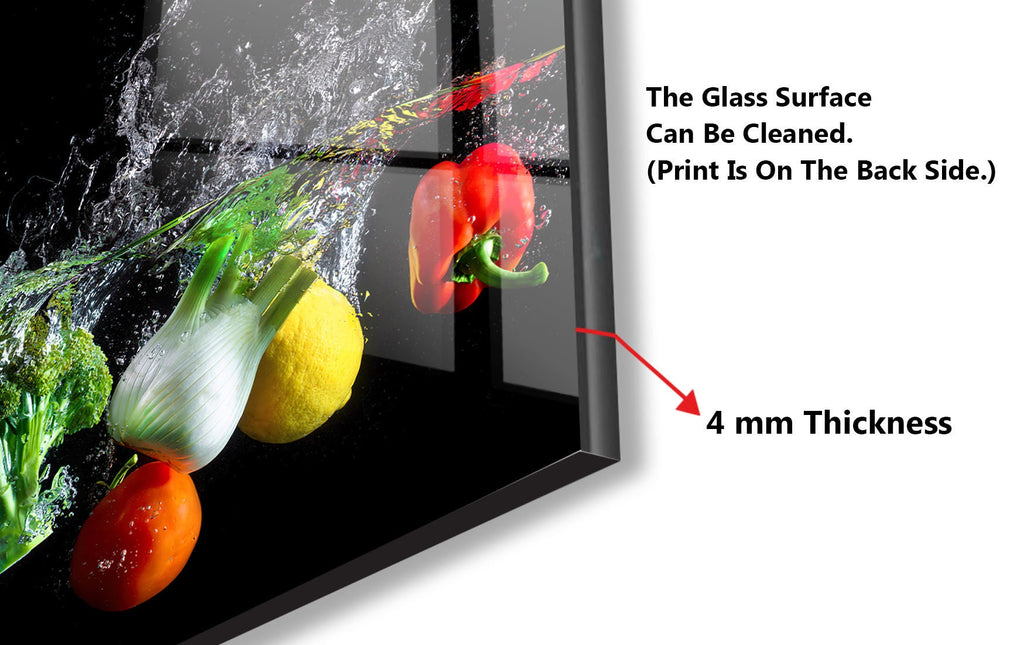 Fresh Veggie Splash Glass Kitchen Backsplash – Colorful Healthy Design-BacksplashArtworks