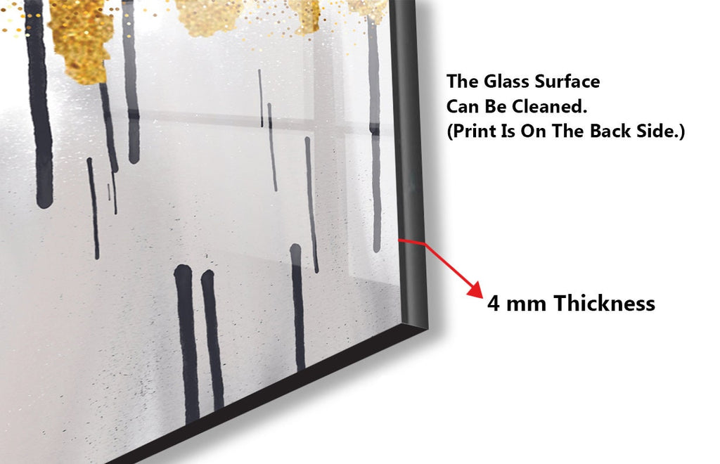 Gold Drip Art - Glass Kitchen Backsplash-BacksplashArtworks