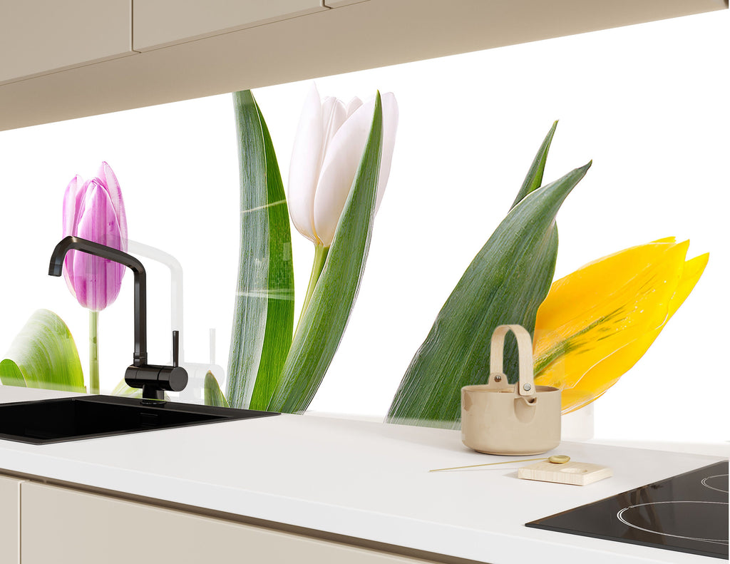 Botanical Floral Tempered Glass Backsplash-BacksplashArtworks