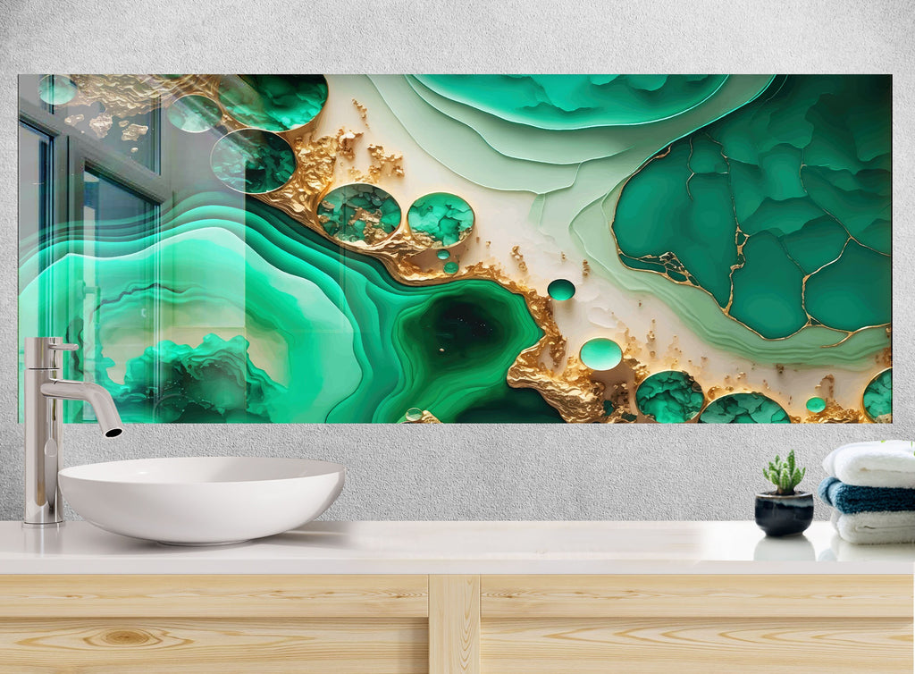 Emerald Bliss - Glass Kitchen Backsplash-BacksplashArtworks