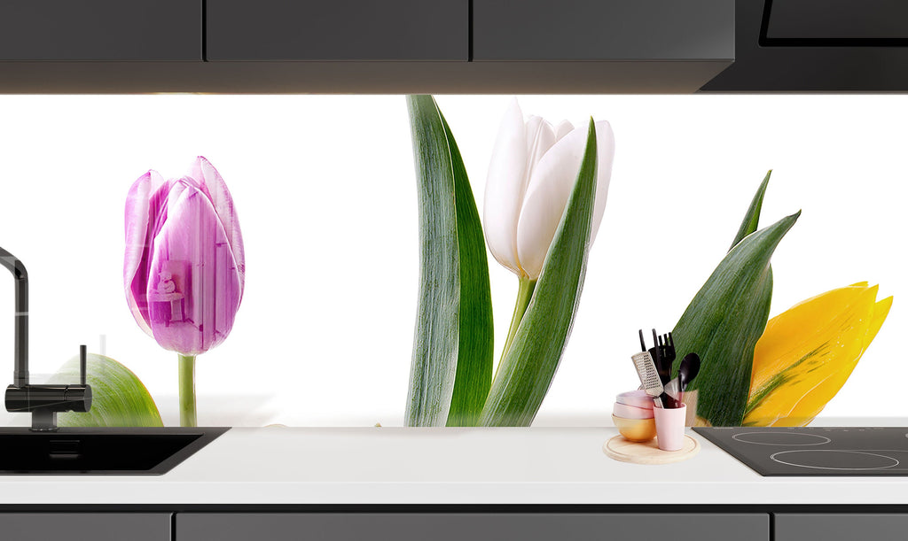 Botanical Floral Tempered Glass Backsplash-BacksplashArtworks