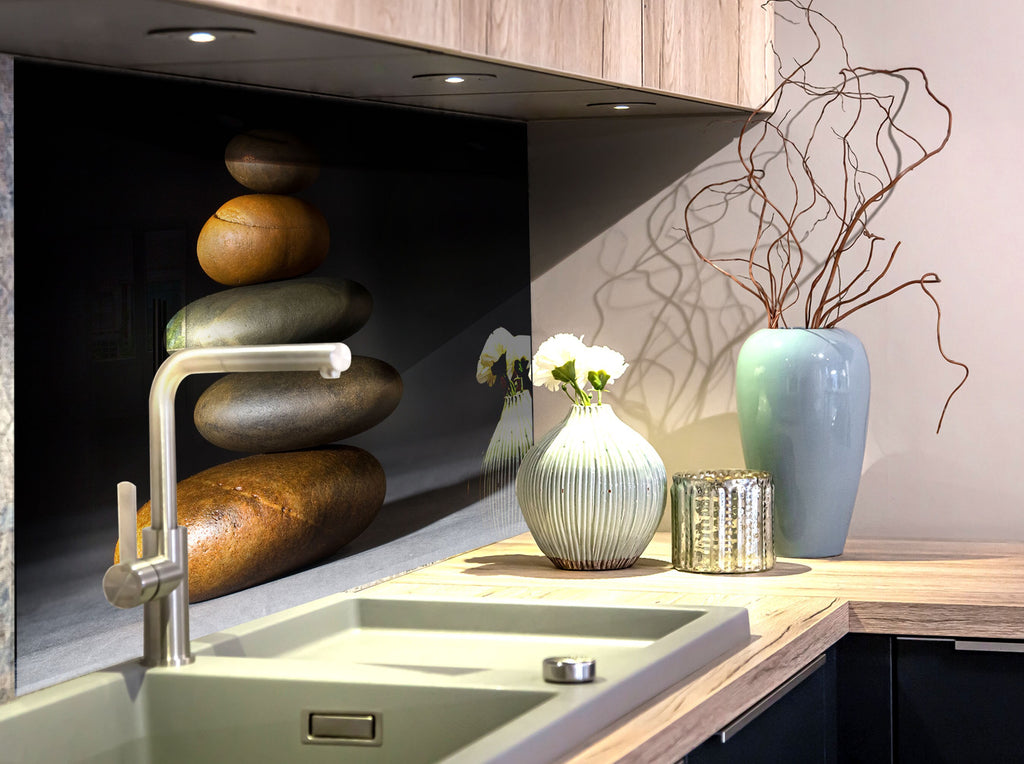 Zen Spa Stones Tempered Glass Backsplash-BacksplashArtworks