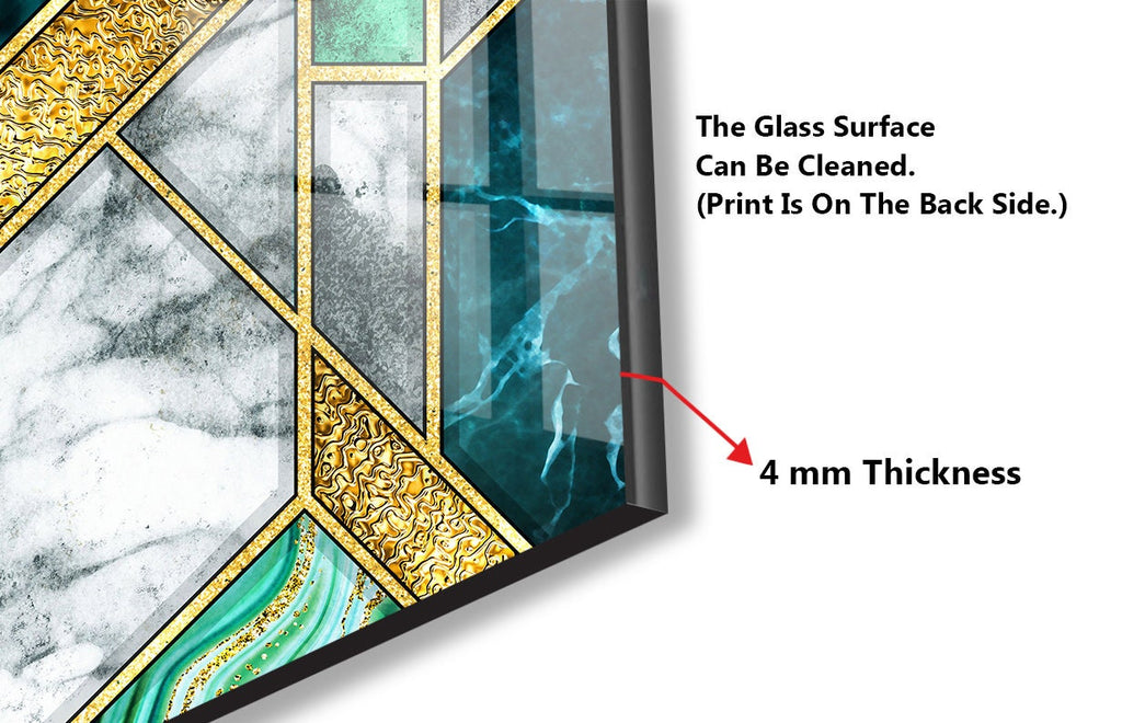 Luxury Emerald & Gold - Glass Kitchen Backsplash-BacksplashArtworks