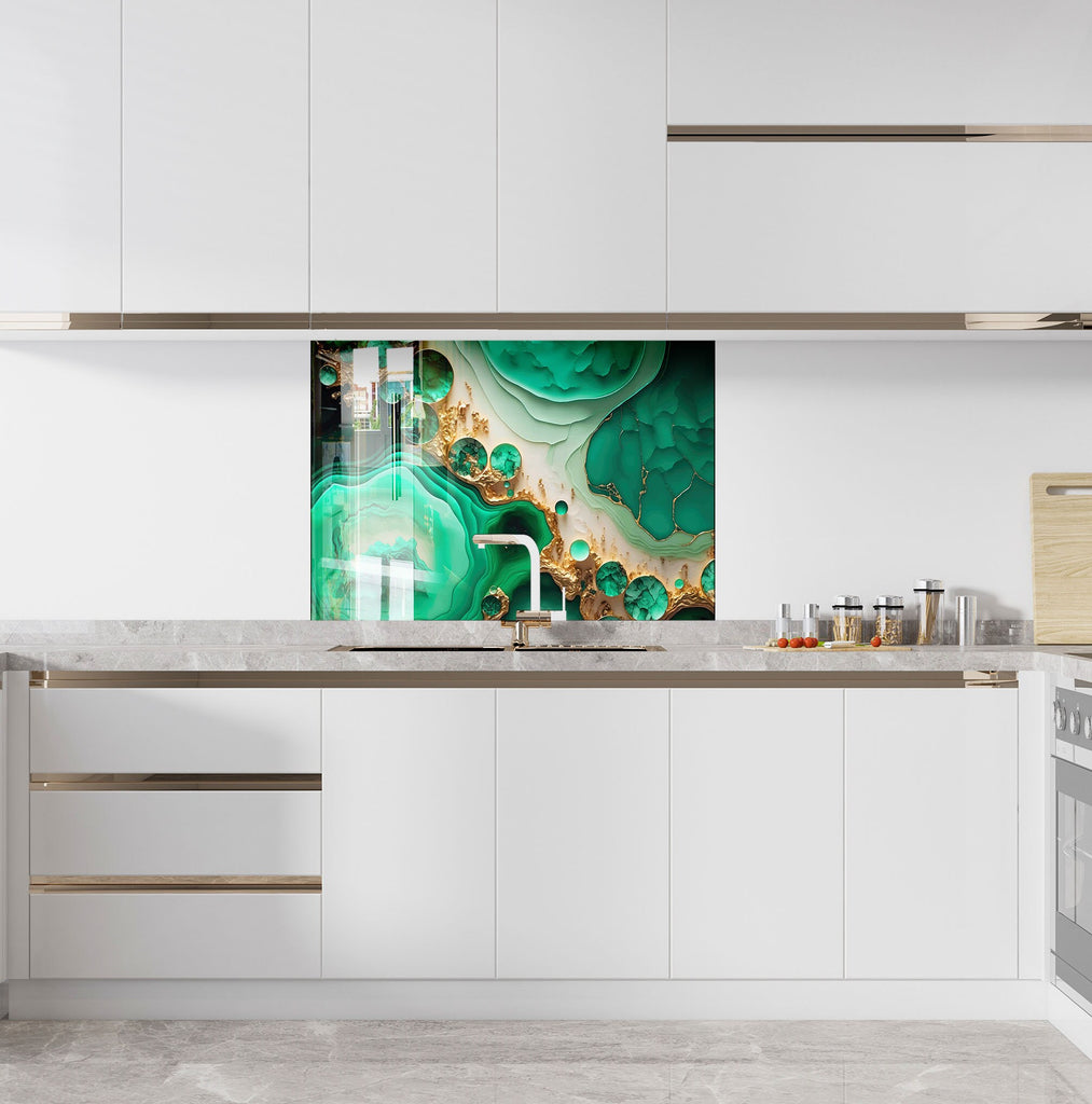 Emerald Bliss - Glass Kitchen Backsplash-BacksplashArtworks