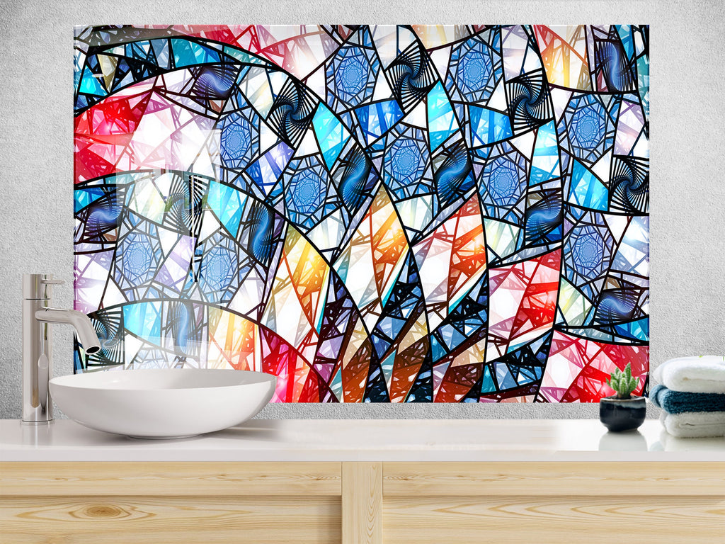 Modern Kaleidoscope Design - Glass Kitchen Backsplash-BacksplashArtworks