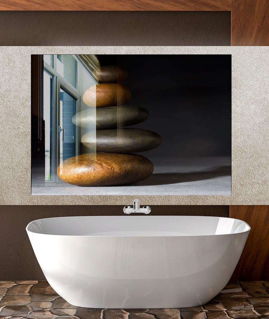 Zen Spa Stones Tempered Glass Backsplash-BacksplashArtworks