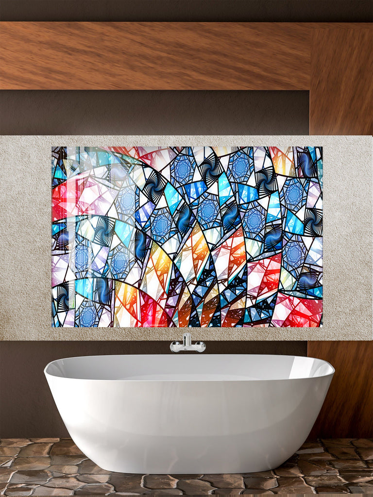 Modern Kaleidoscope Design - Glass Kitchen Backsplash-BacksplashArtworks