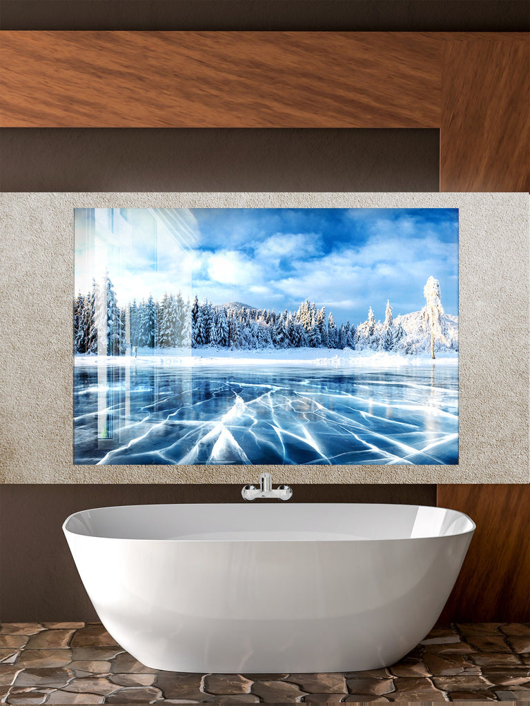 Frozen Serenity – Glass Kitchen Backsplash-BacksplashArtworks