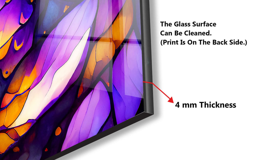 Purple & Gold Stained - Glass Kitchen Backsplash-BacksplashArtworks