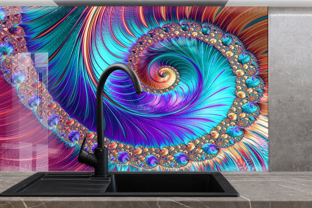 Abstract Tempered Glass Backsplash-BacksplashArtworks