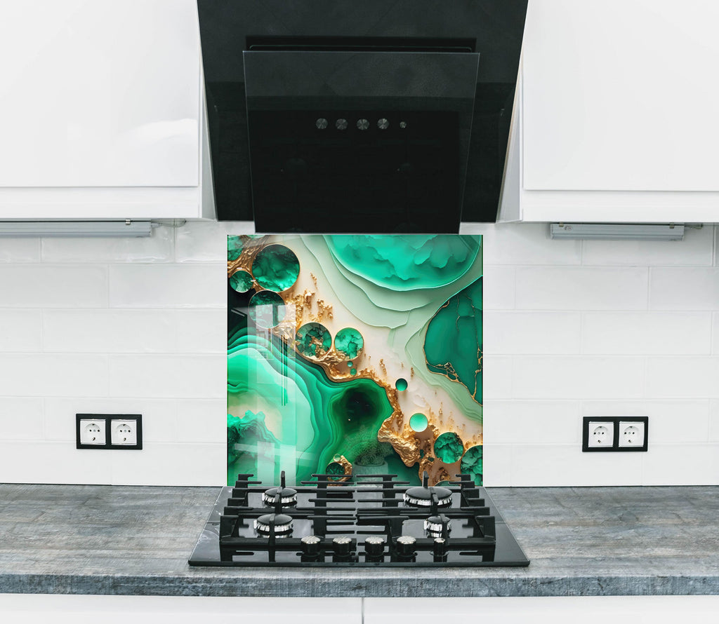 Emerald Bliss - Glass Kitchen Backsplash-BacksplashArtworks