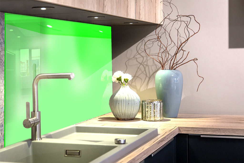 Mint Green - Tempered Glass Kitchen Backsplash-BacksplashArtworks
