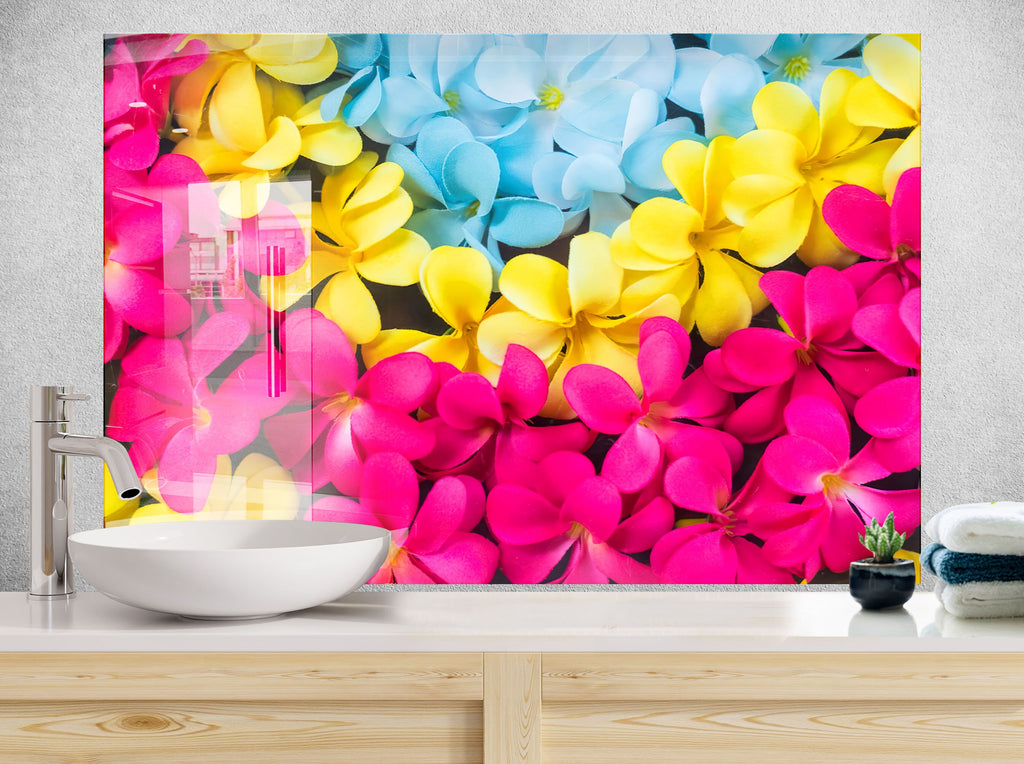 Botanical Floral Tempered Glass Backsplash-BacksplashArtworks