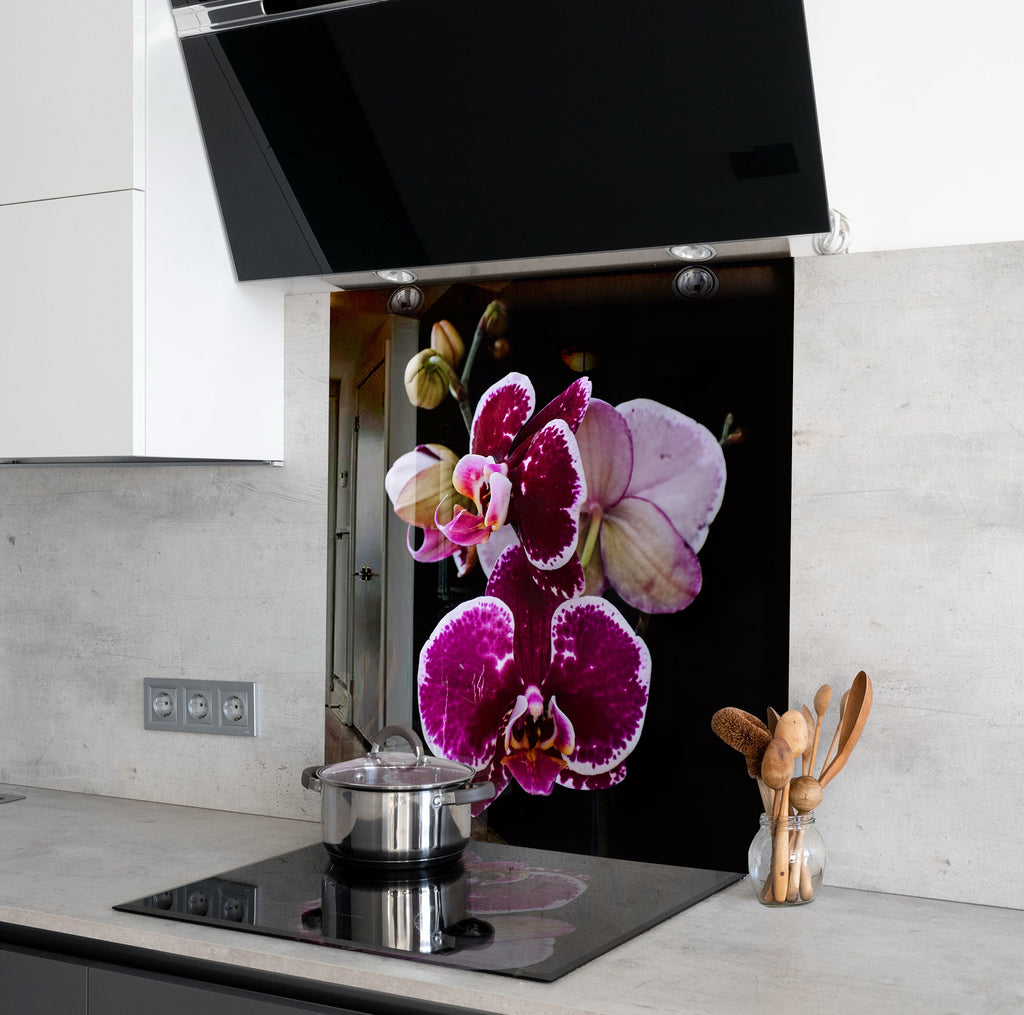 Purple Orchid Tempered Glass Backsplash-BacksplashArtworks