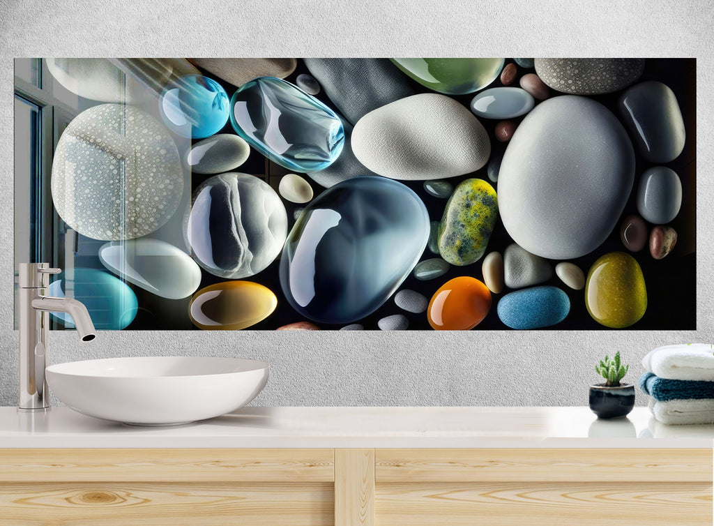 Zen Spa Stones Tempered Glass Backsplash-BacksplashArtworks