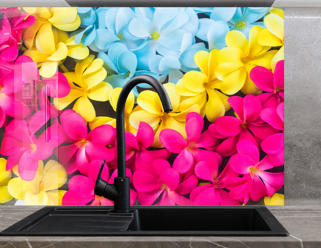 Botanical Floral Tempered Glass Backsplash-BacksplashArtworks