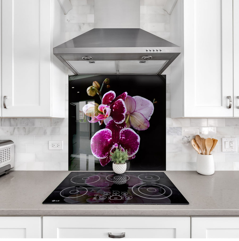 Purple Orchid Tempered Glass Backsplash-BacksplashArtworks
