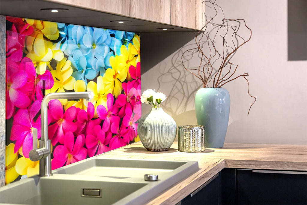 Botanical Floral Tempered Glass Backsplash-BacksplashArtworks