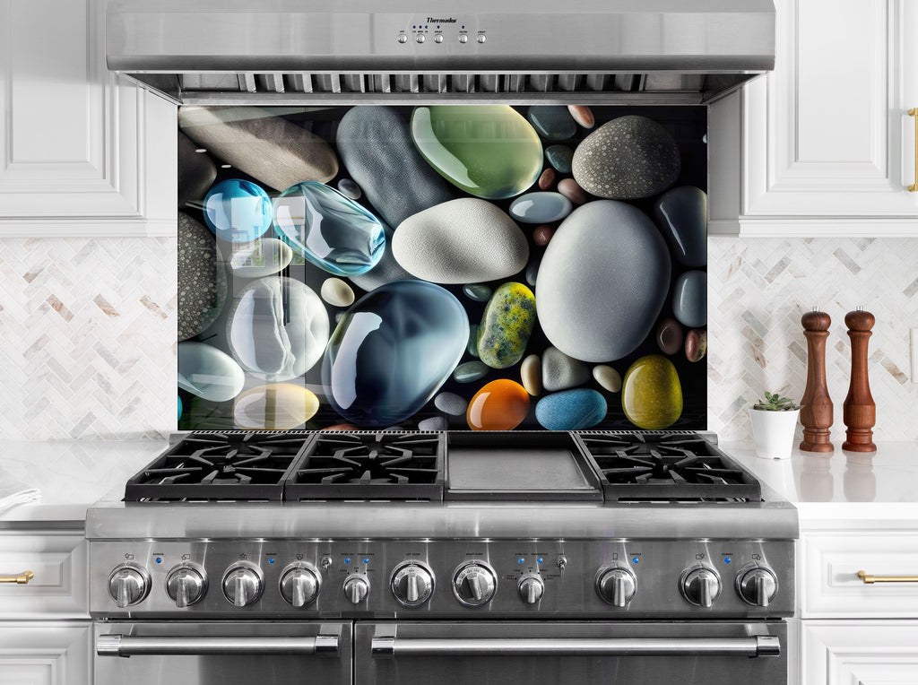 Zen Spa Stones Tempered Glass Backsplash-BacksplashArtworks