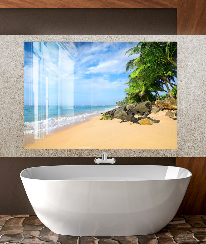 Tropical Beach Kitchen Backsplash – Stunning Tempered Glass Wall Art-BacksplashArtworks