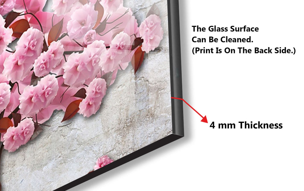 Botanical Floral Tempered Glass Backsplash-BacksplashArtworks