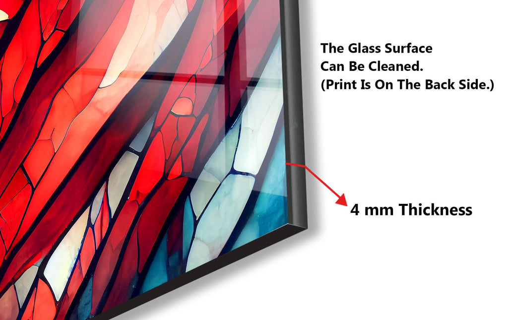 Red Stained Design - Glass Kitchen Backsplash-BacksplashArtworks