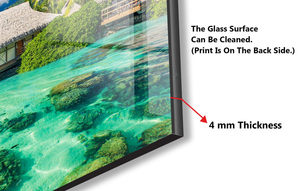 Tropical Overwater Bungalow Wall Art – Glass Backsplash-BacksplashArtworks