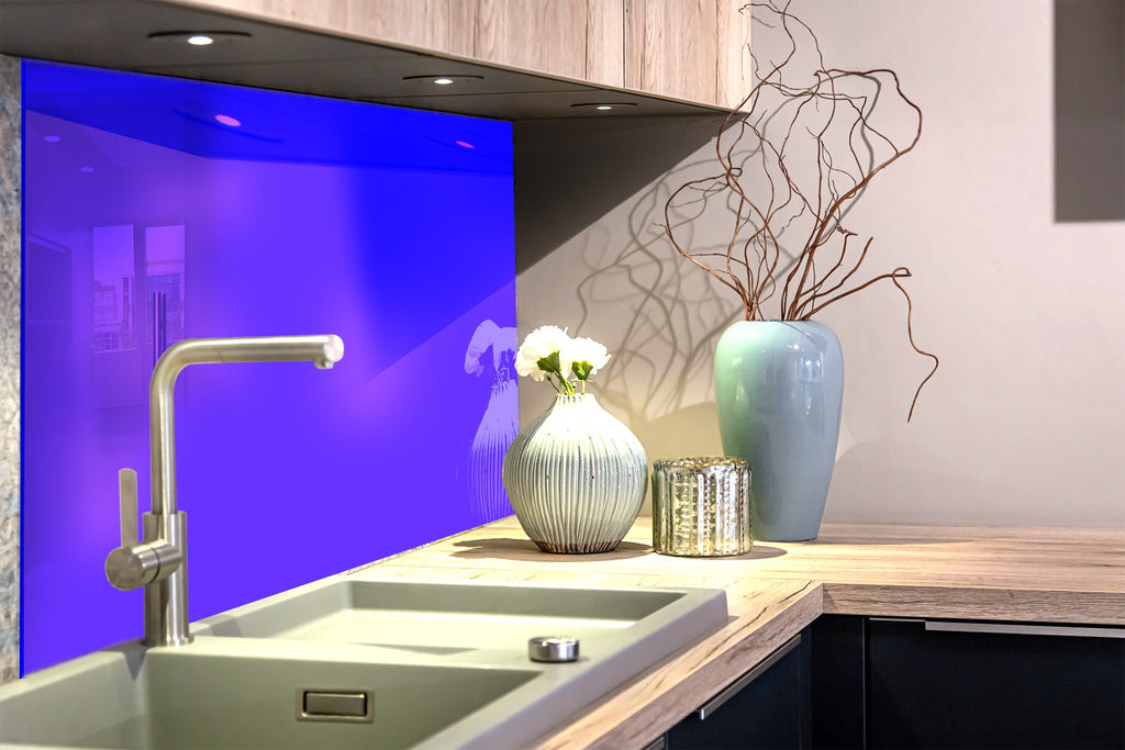 Deep Azure - Tempered Glass Kitchen Backsplash-BacksplashArtworks