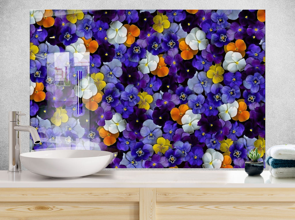 Botanical Floral Tempered Glass Backsplash-BacksplashArtworks