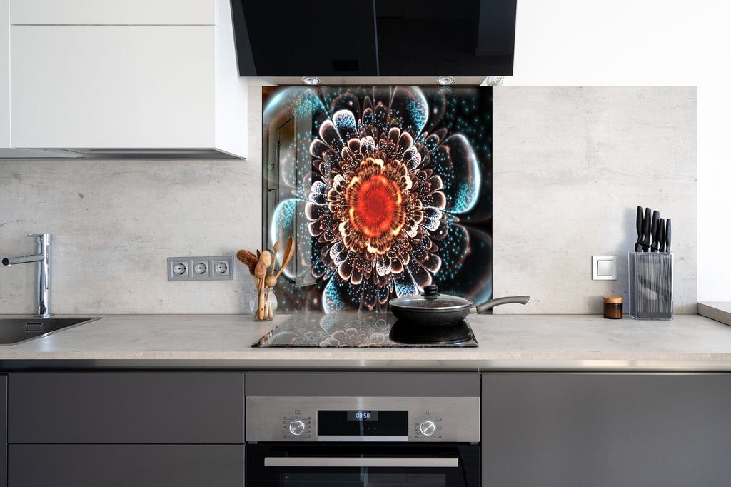 Botanical Floral Tempered Glass Backsplash-BacksplashArtworks
