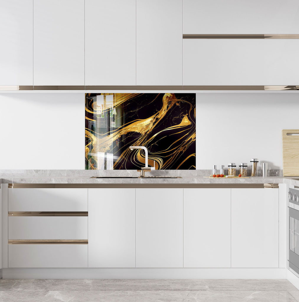Golden Rush - Glass Kitchen Backsplash-BacksplashArtworks