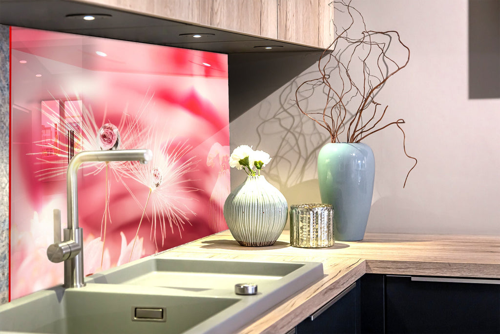 Botanical Floral Tempered Glass Backsplash-BacksplashArtworks