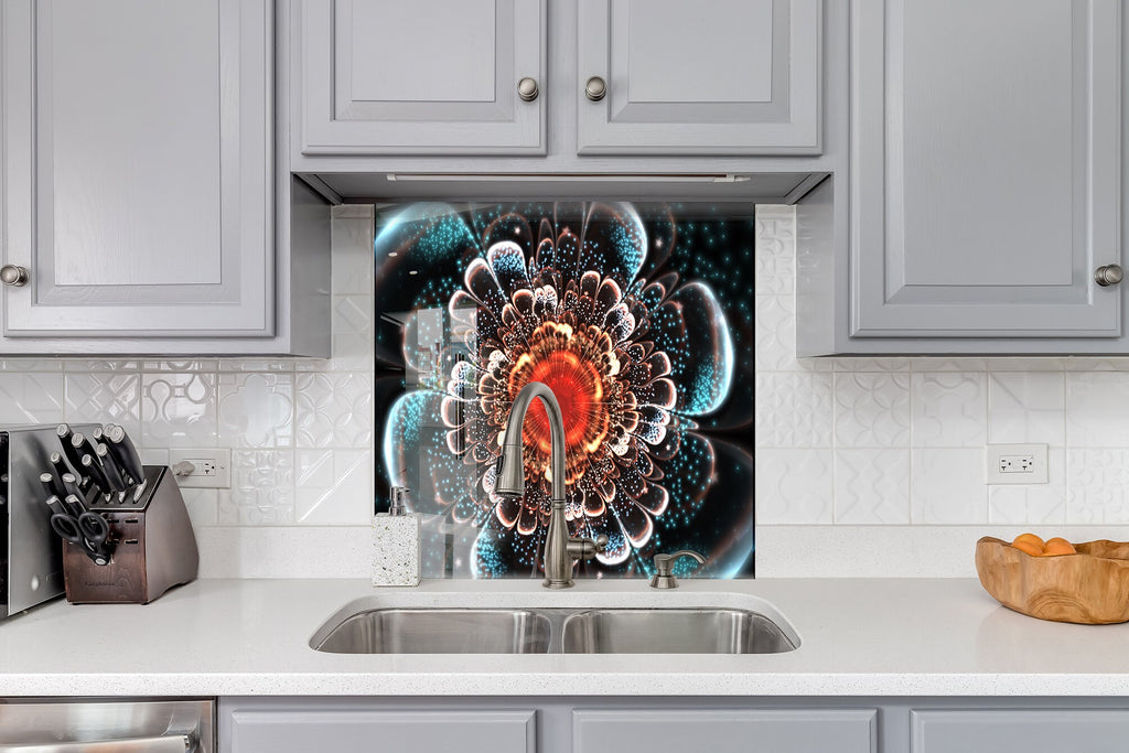 Botanical Floral Tempered Glass Backsplash-BacksplashArtworks