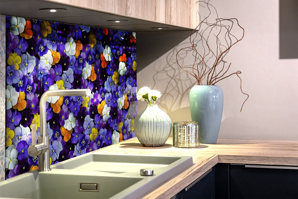 Botanical Floral Tempered Glass Backsplash-BacksplashArtworks