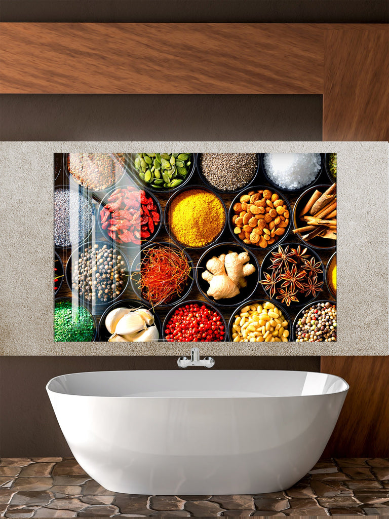 Exotic Spice Collection - Glass Kitchen Backsplash-BacksplashArtworks