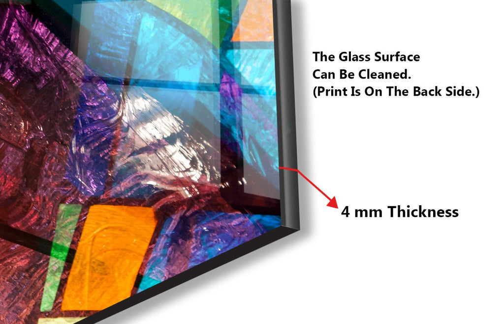 Colorful Geometric Stained - Glass Kitchen Backsplash-BacksplashArtworks