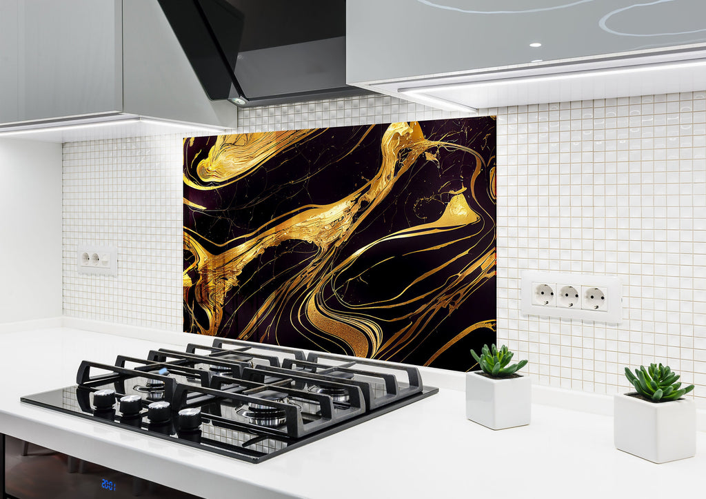 Golden Rush - Glass Kitchen Backsplash-BacksplashArtworks