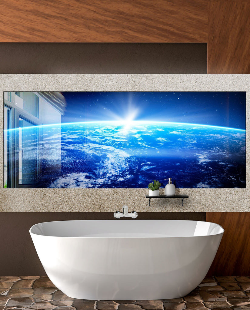 Earth from Space Glass Kitchen Backsplash – Solar Flare Design-BacksplashArtworks