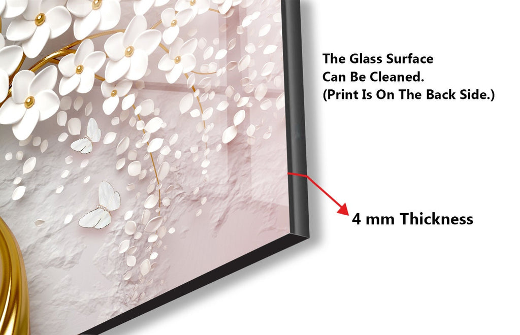 Botanical Floral Tempered Glass Backsplash-BacksplashArtworks