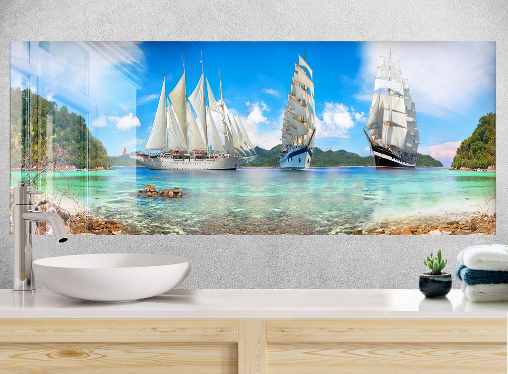 Sailing Paradise – Glass Kitchen Backsplash-BacksplashArtworks