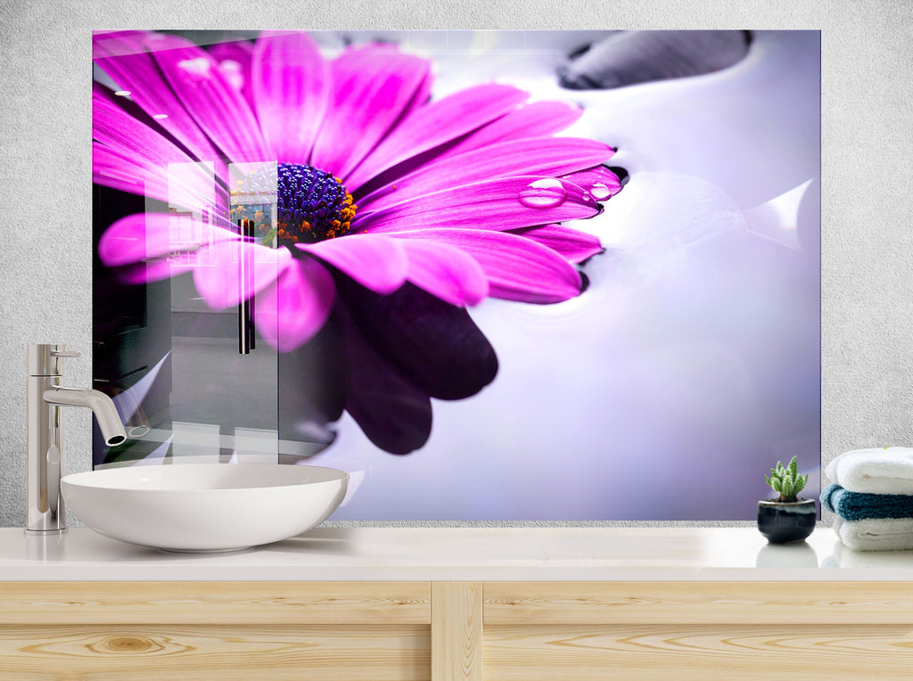 Botanical Floral Tempered Glass Backsplash-BacksplashArtworks